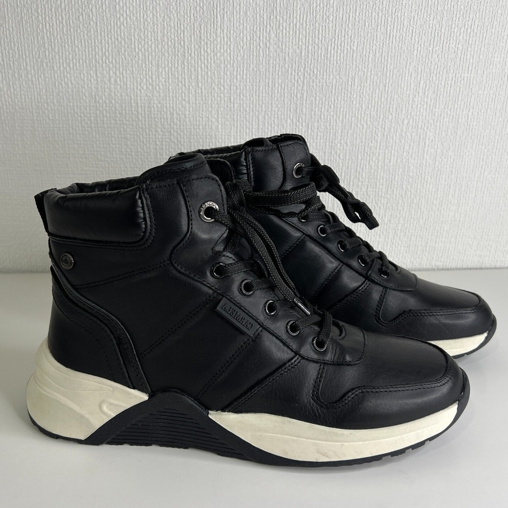 Carmela Comfortflex High Top Sneaker Boots Womens 40 Black Leather Chunky Sole